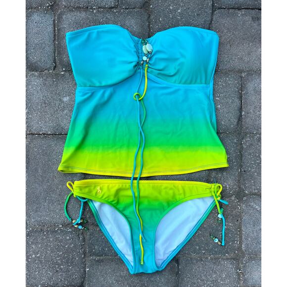 Ralph Lauren blue yellow takini bikini size S - Picture 1 of 5